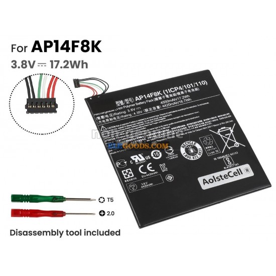 3.8V  17.2Wh  2 cells  Li-Polymer  Black