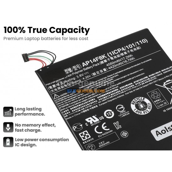 3.8V  17.2Wh  2 cells  Li-Polymer  Black