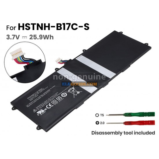 3.7V  25.9Wh  2 cells  Li-Polymer  Black