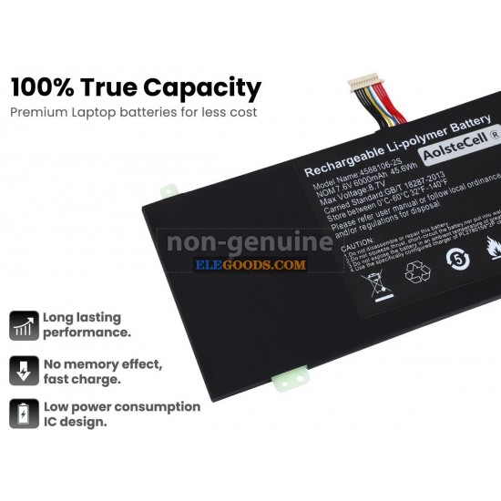 7.6V  45.6Wh  2 cells  Li-Polymer  Black